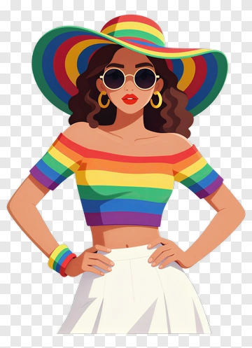 Woman In Rainbow Outfit PNG