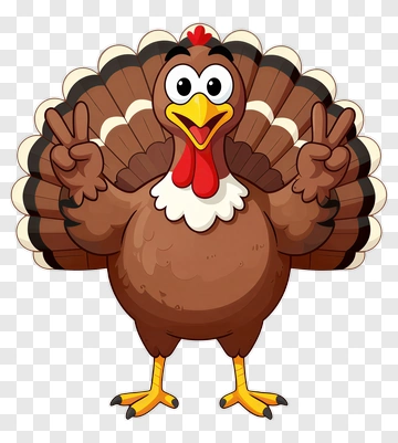 Cartoon Turkey Making Peace Sign PNG
