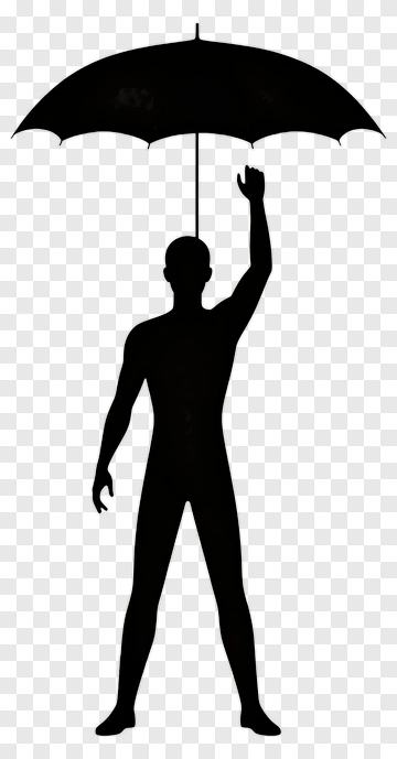 Silhouette Of Person Holding Umbrella PNG
