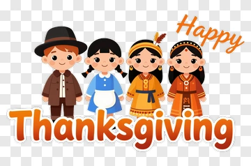 Happy Thanksgiving With Children PNG