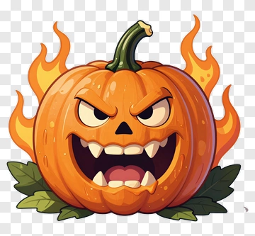 Scary Jack-o-Lantern With Flames PNG