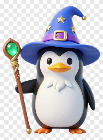 Wizard Penguin With Magic Wand PNG