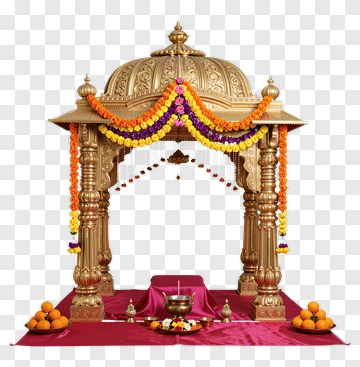 Golden Temple Structure With Garlands PNG