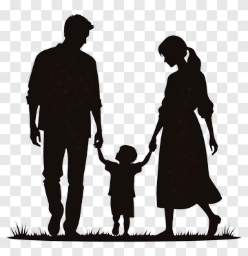 Family Silhouette Walking Together PNG