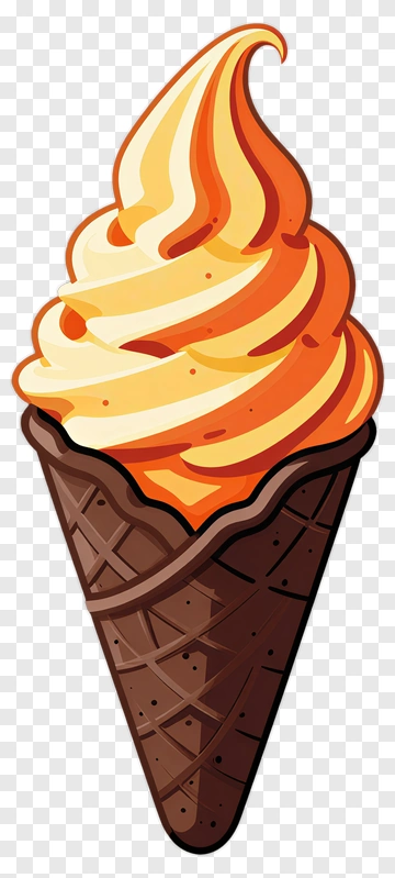 Orange Ice Cream In Waffle Cone PNG