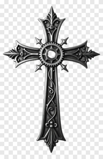 Steampunk Cross With Gear Design PNG