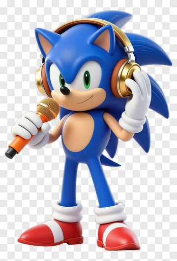 Sonic The Hedgehog With Microphone And Headphones PNG