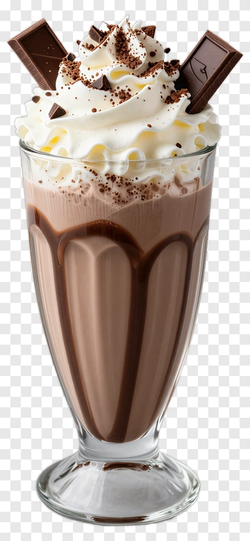 Chocolate Milkshake With Whipped Cream PNG