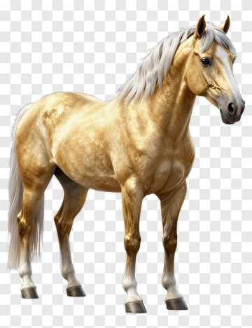 Golden Horse With White Mane PNG