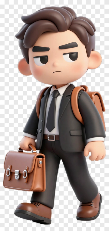 Serious Businessman With Briefcase PNG