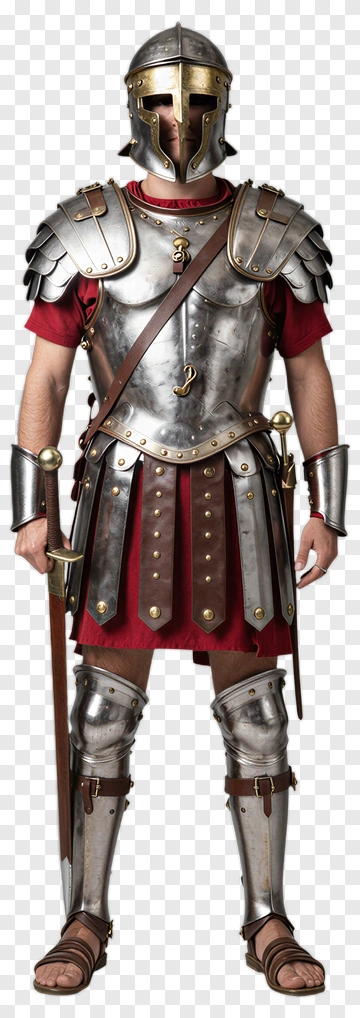 Roman Soldier In Full Armor PNG