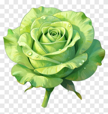 Green Rose With Dewdrops PNG