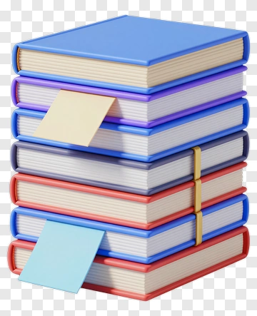Stack Of Books With Sticky Notes PNG
