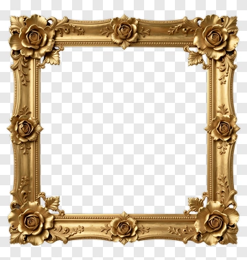 Gold Ornate Frame With Rose Decorations PNG