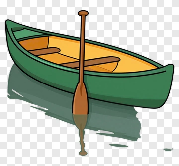 Green Canoe With Brown Oar PNG