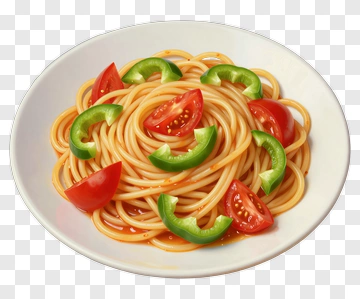 Spaghetti With Tomato And Green Pepper PNG