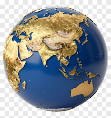 Earth Globe With Gold Continents PNG