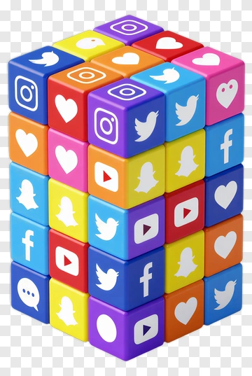 Social Media Cube With App Logos PNG