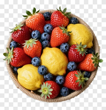 Fresh Strawberries Blueberries And Lemons PNG