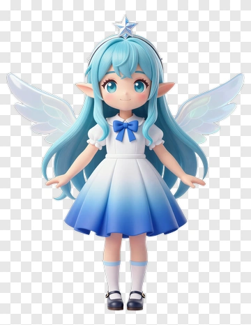 Blue-haired Fairy Girl With Wings PNG
