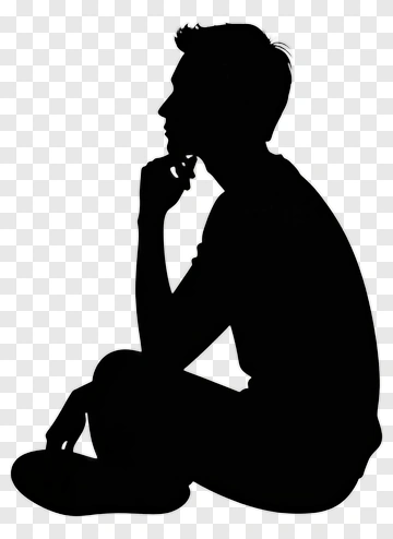 Silhouette Of A Thinking Person PNG