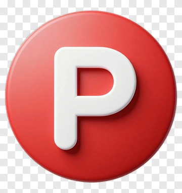 Red Button With White Letter P PNG