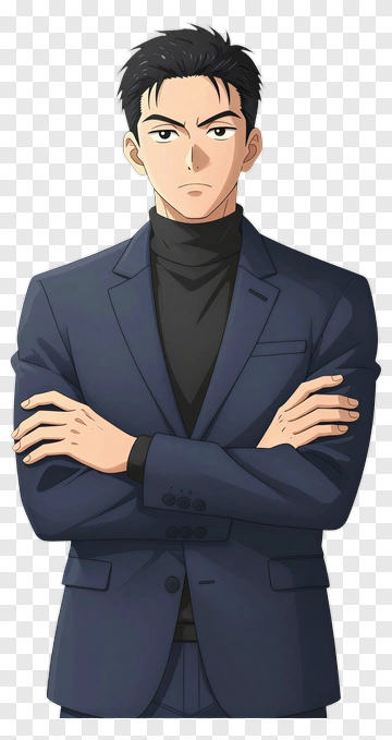 Anime Man In Blue Suit PNG