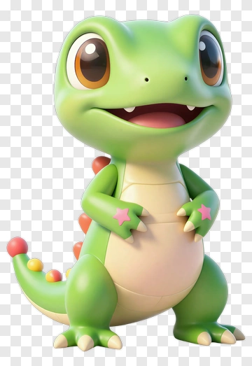 Cute Green Dinosaur With Star Claws PNG
