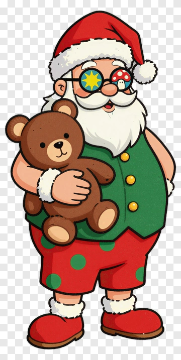 Santa Claus Holding A Teddy Bear PNG