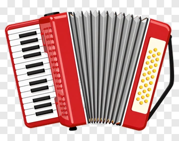 Red Accordion With Black And White Keys PNG