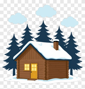 Cozy Log Cabin In Winter PNG