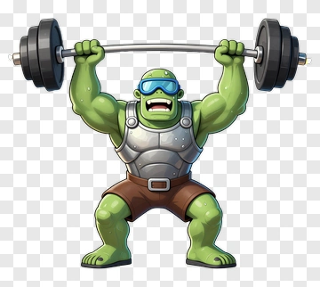Green Frog Weightlifter PNG