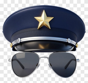 Police Cap With Aviator Sunglasses PNG
