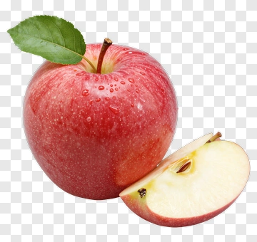 Red Apple With Leaf And Slice PNG
