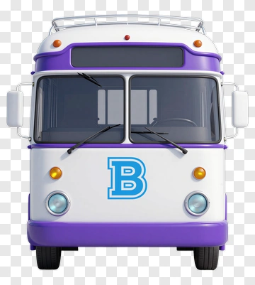 Front View Of A Purple And White Bus PNG