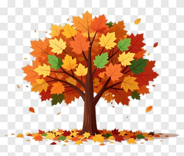 Autumn Tree With Falling Leaves PNG