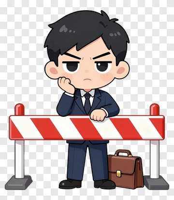 Businessman Blocked By Barrier PNG