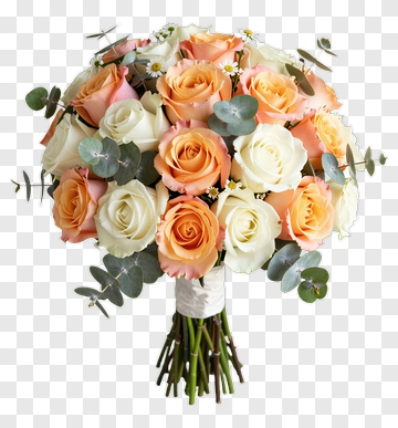 Orange And White Rose Bouquet PNG
