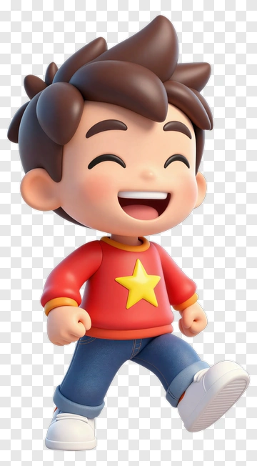 Happy Cartoon Boy With Star Shirt PNG