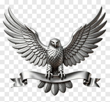 Silver Eagle Emblem With Wings Spread PNG