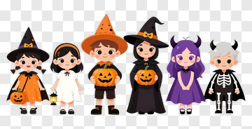 Children In Halloween Costumes PNG