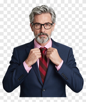 Man In Formal Suit Adjusting Tie PNG