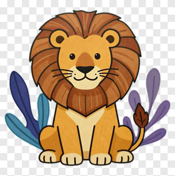 Cute Cartoon Lion Sitting PNG