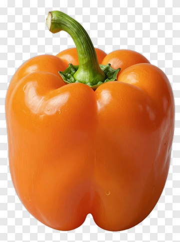 Orange Bell Pepper With Green Stem PNG