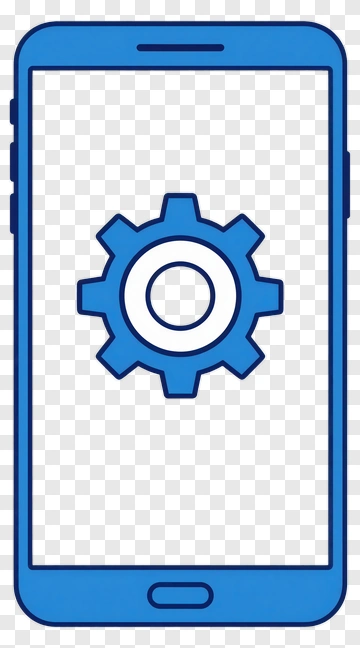 Blue Smartphone With Gear Icon PNG