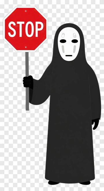 No-Face Holding Stop Sign PNG