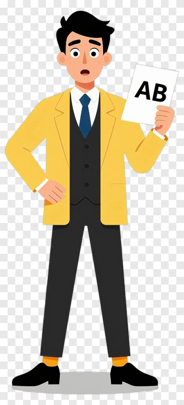 Man Holding AB Blood Type Card PNG