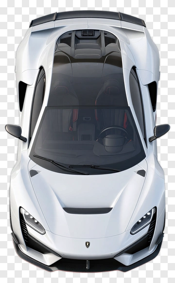 White Sports Car Top View PNG