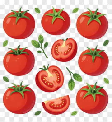 Fresh Tomatoes With Green Leaves PNG
