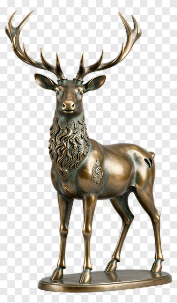 Bronze Deer Statue Art Piece PNG